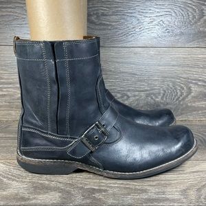 Timberland Men's Size 12 Earthkeepers Black Zip Motorcycle Biker Boots